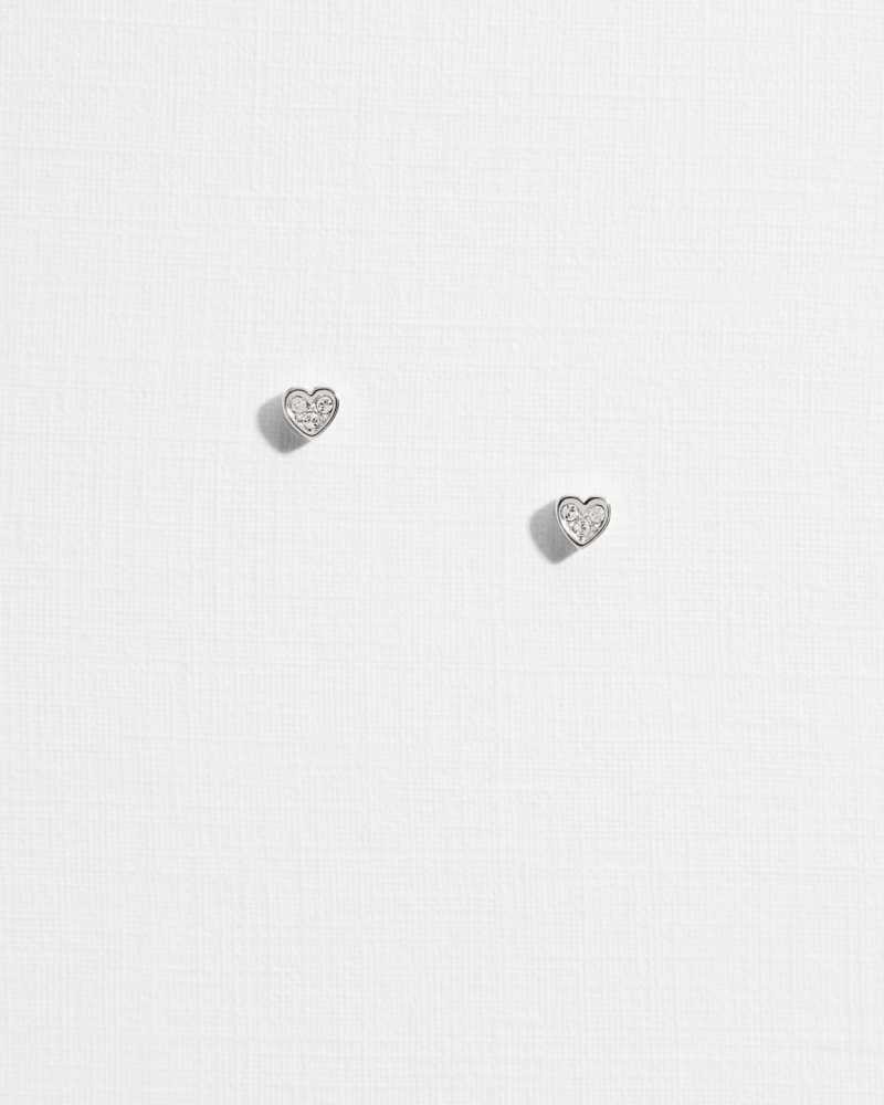 Silver Ted Baker Neenia Nano Heart Stud Earrings | ZA0001948