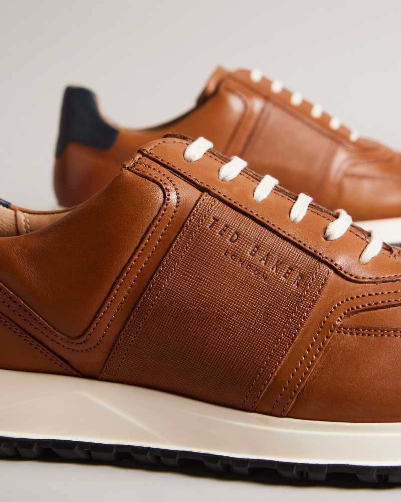 Tan Ted Baker Frayne Saffiano Leather Sneakers | ZA0001719