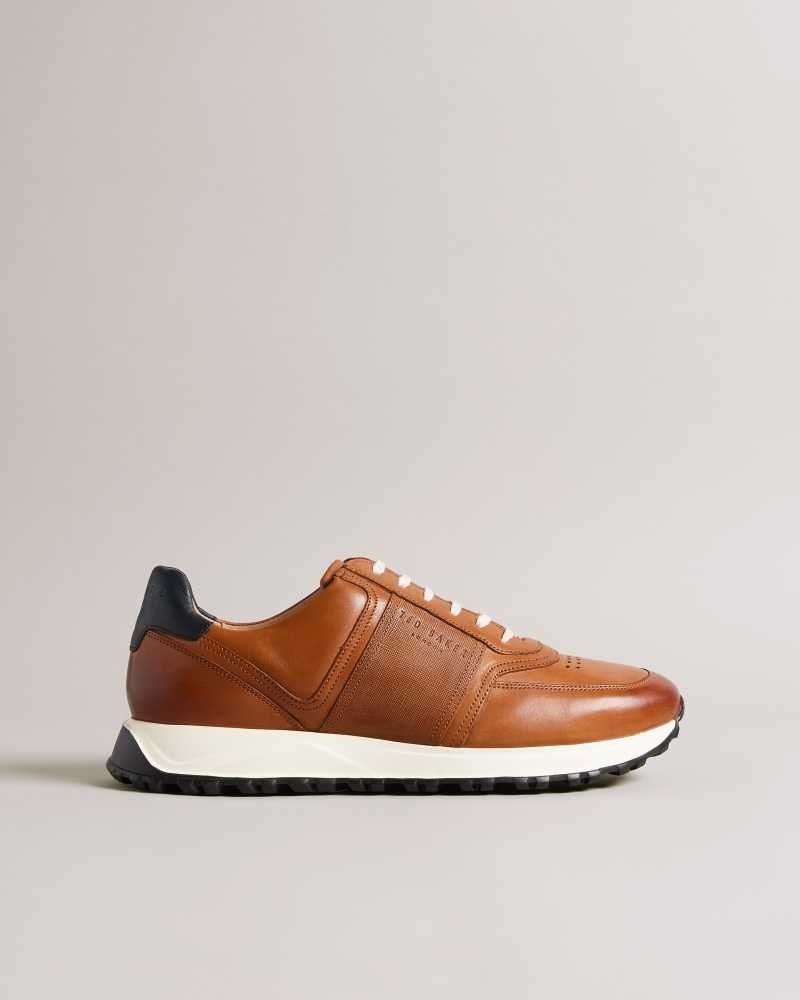 Tan Ted Baker Frayne Saffiano Leather Sneakers | ZA0001719