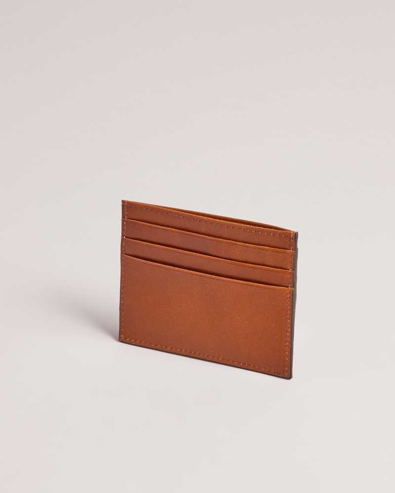 Tan Ted Baker Raffle Embossed Corner Leather Card Holder | ZA0000376