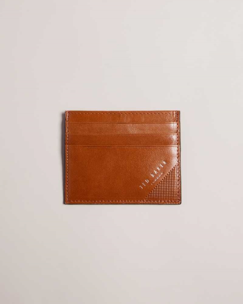 Tan Ted Baker Raffle Embossed Corner Leather Card Holder | ZA0000376