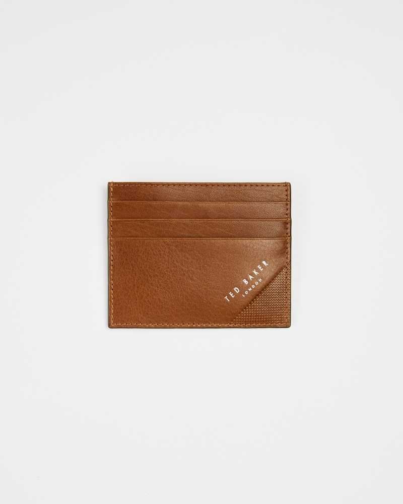 Tan Ted Baker Rifle Embossed Corner Leather Cardholder | ZA0000361