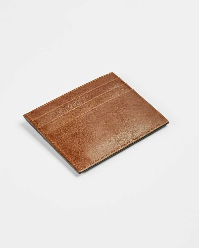 Tan Ted Baker Rifle Embossed Corner Leather Cardholder | ZA0000361