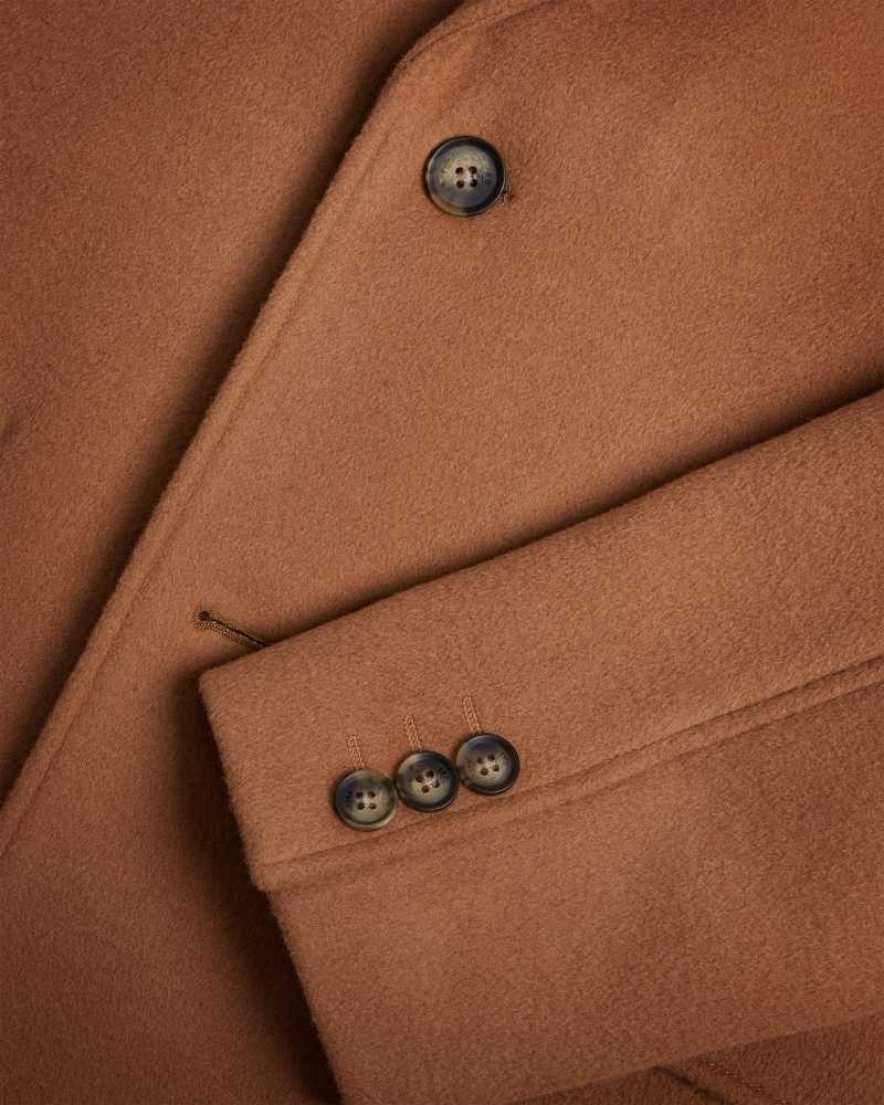 Tan Ted Baker Wilding Wool Blend Overcoat | ZA0000574