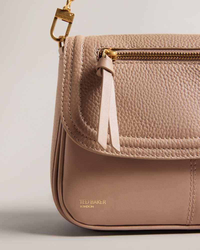 Taupe Ted Baker Nishat Pebble Leather Shoulder Bag | ZA0000291