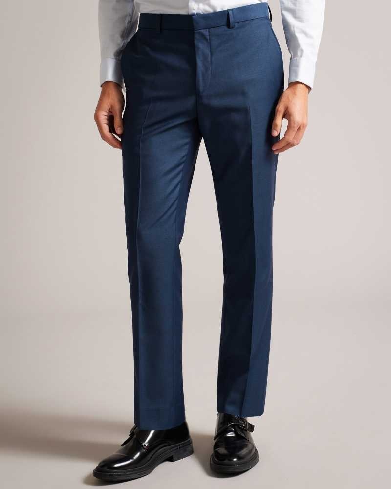 Teal Blue Ted Baker Taist Wool Blend Slim Suit Trousers | ZA0001117