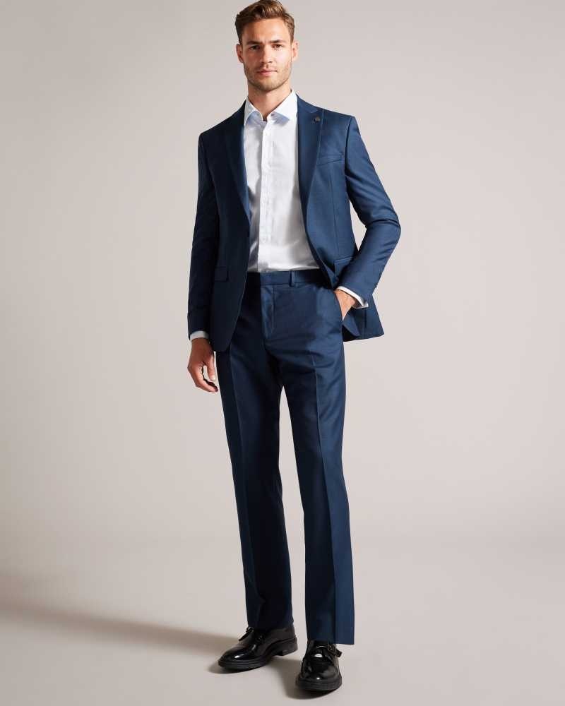 Teal Blue Ted Baker Taist Wool Blend Slim Suit Trousers | ZA0001117