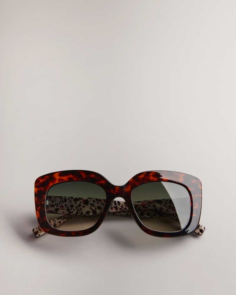 Tortoiseshell Ted Baker Haattie Chunky Cat Eye Frame Sunglasses | ZA0002134