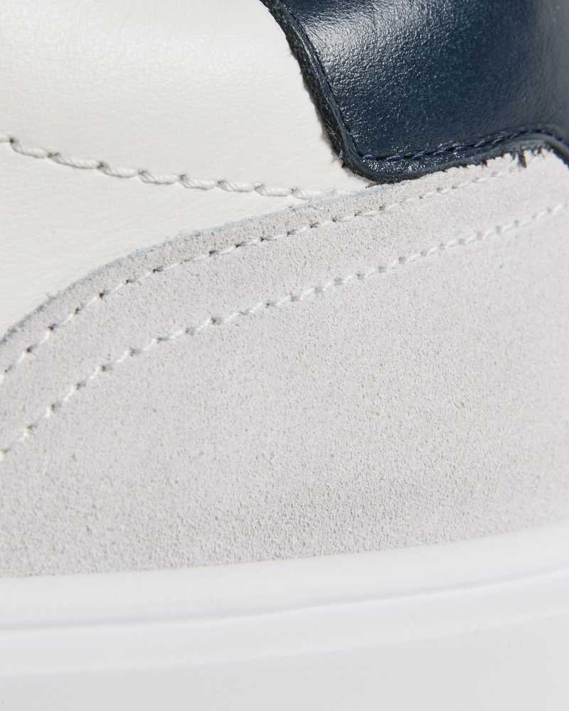 White Navy Ted Baker Luigis Inflated Sole Leather And Suede Sneakers | ZA0001730