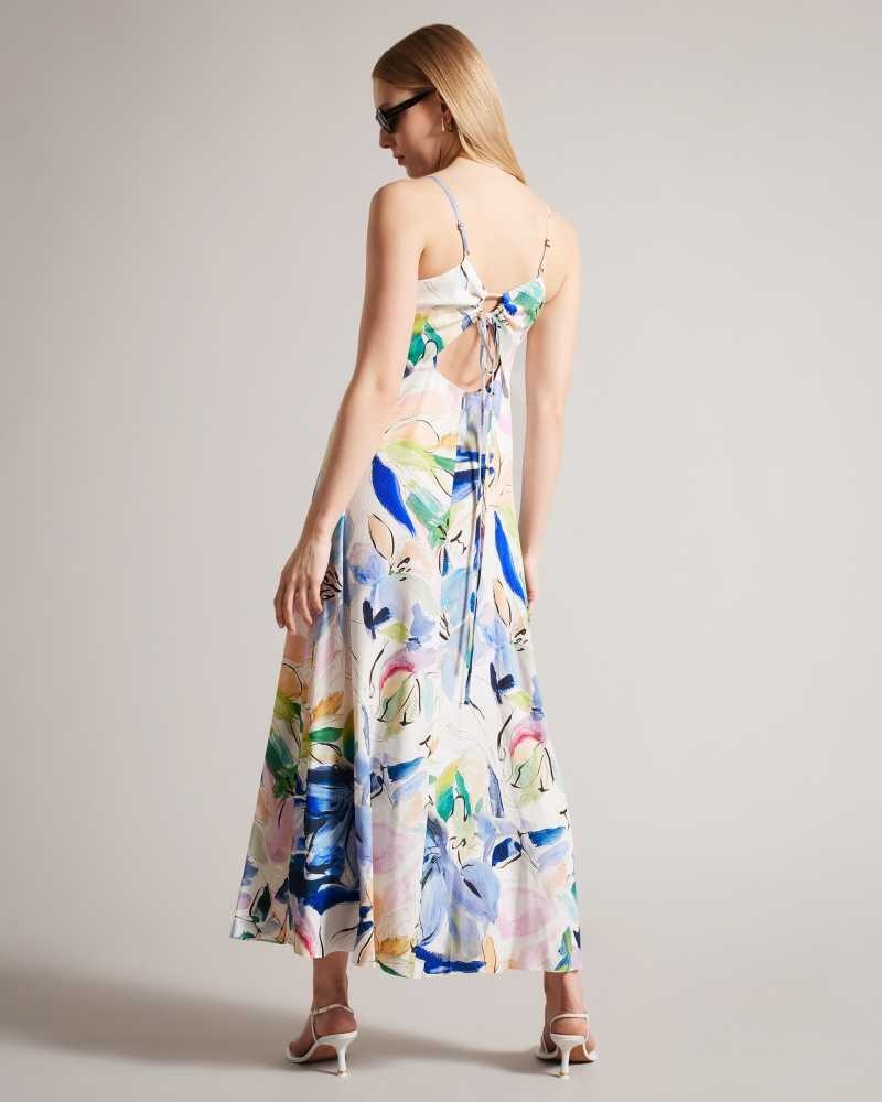 White Ted Baker Ashhliy Strappy V Neck Maxi Dress | ZA0000109