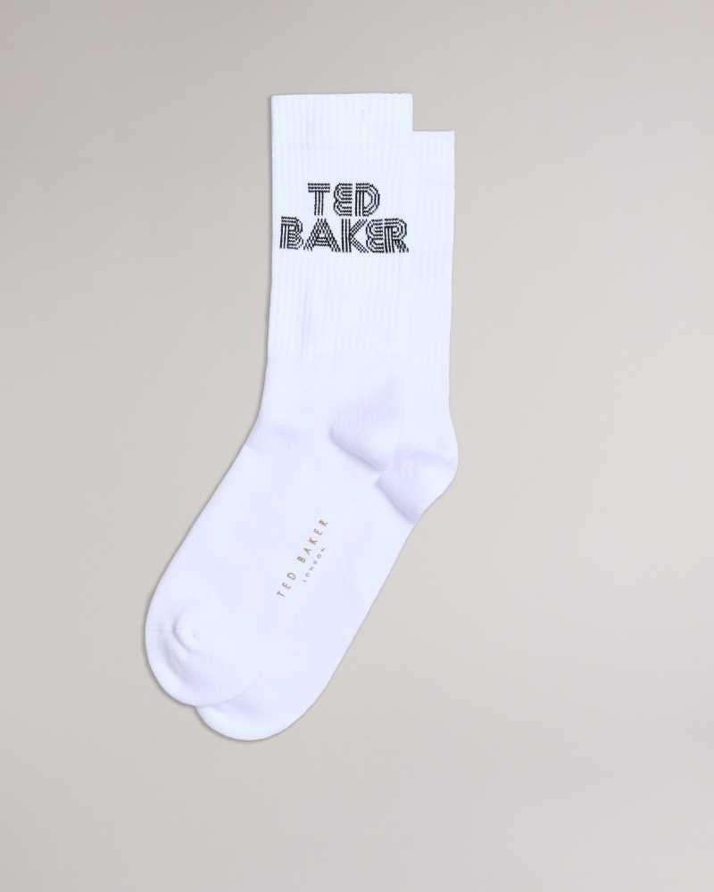 White Ted Baker Bransk Branded Socks | ZA0002061