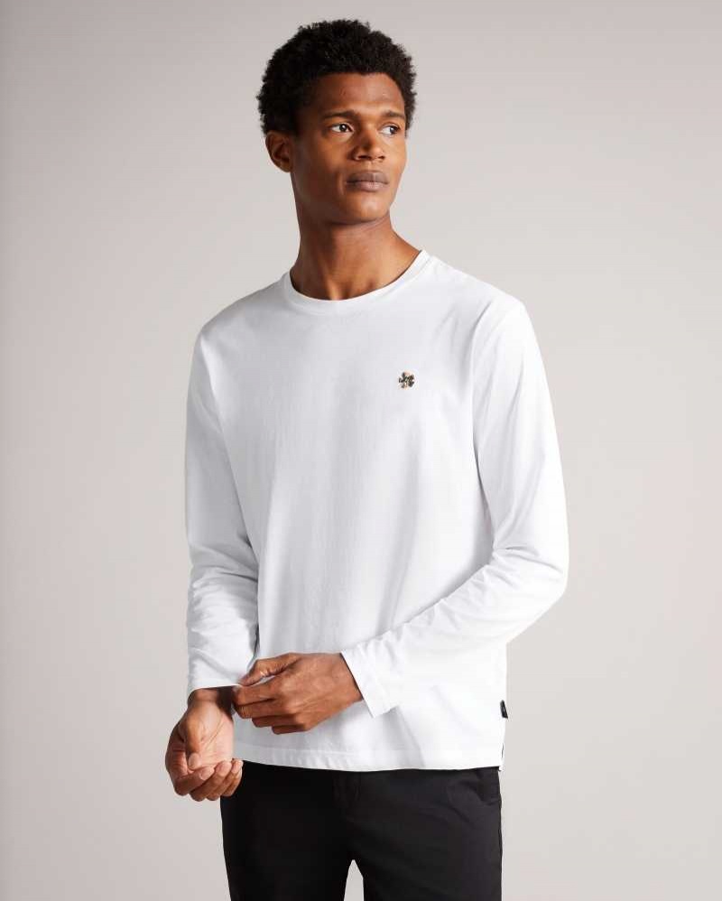 White Ted Baker Canada Long Sleeve T-Shirt | ZA0001244