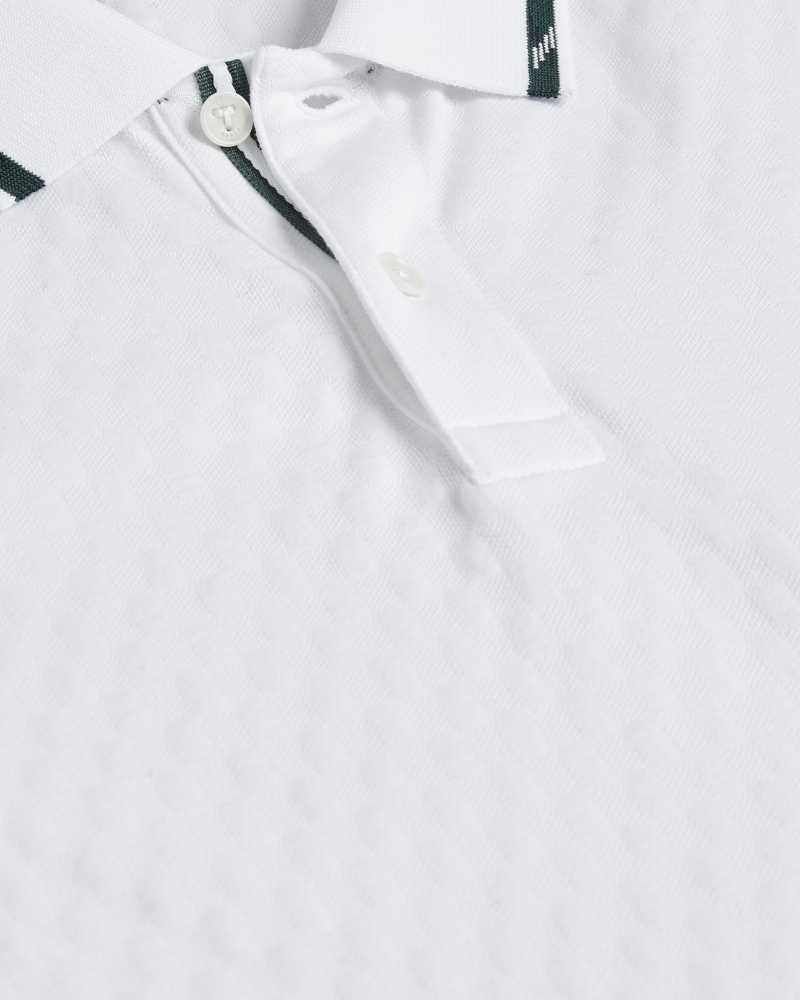 White Ted Baker Colson Short Sleeve House Check Polo Shirt | ZA0000915