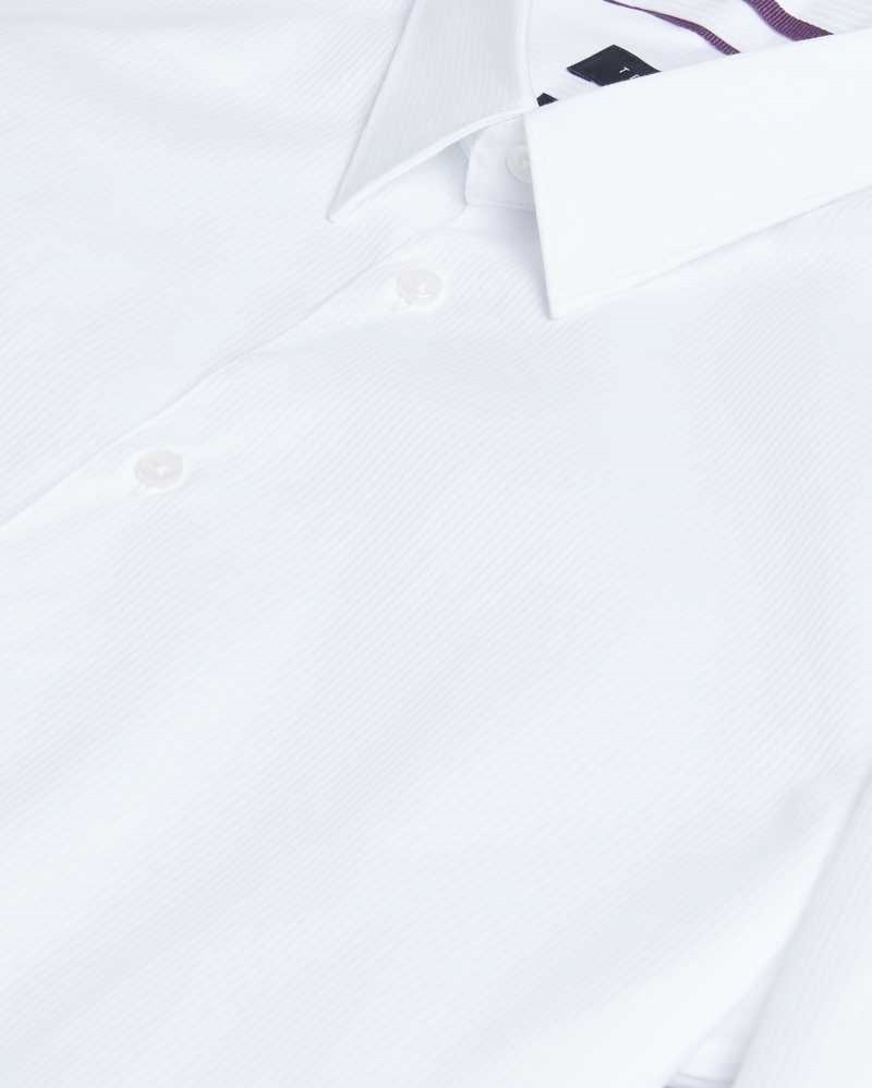 White Ted Baker Haless Long Sleeve Textured Stripe Shirt | ZA0000961