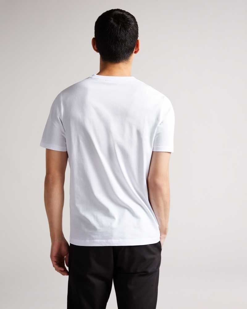 White Ted Baker Hawking Short Sleeve Plain T-Shirt | ZA0001226