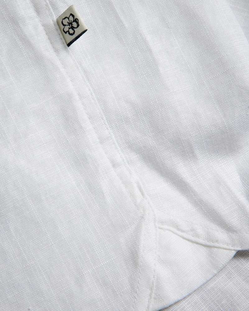 White Ted Baker Kingfrd Short Sleeve Linen Shirt | ZA0000999