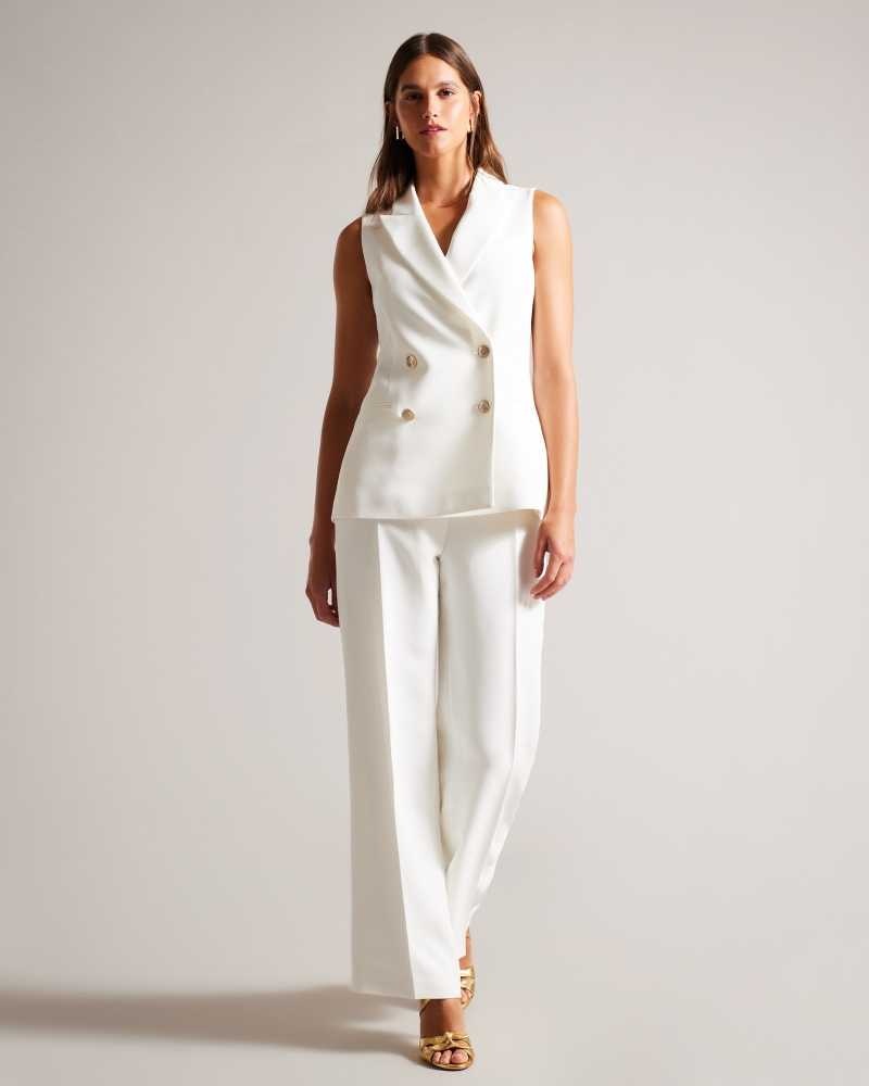 White Ted Baker Llaylaj Sleeveless Double Breasted Jacket | ZA0001156