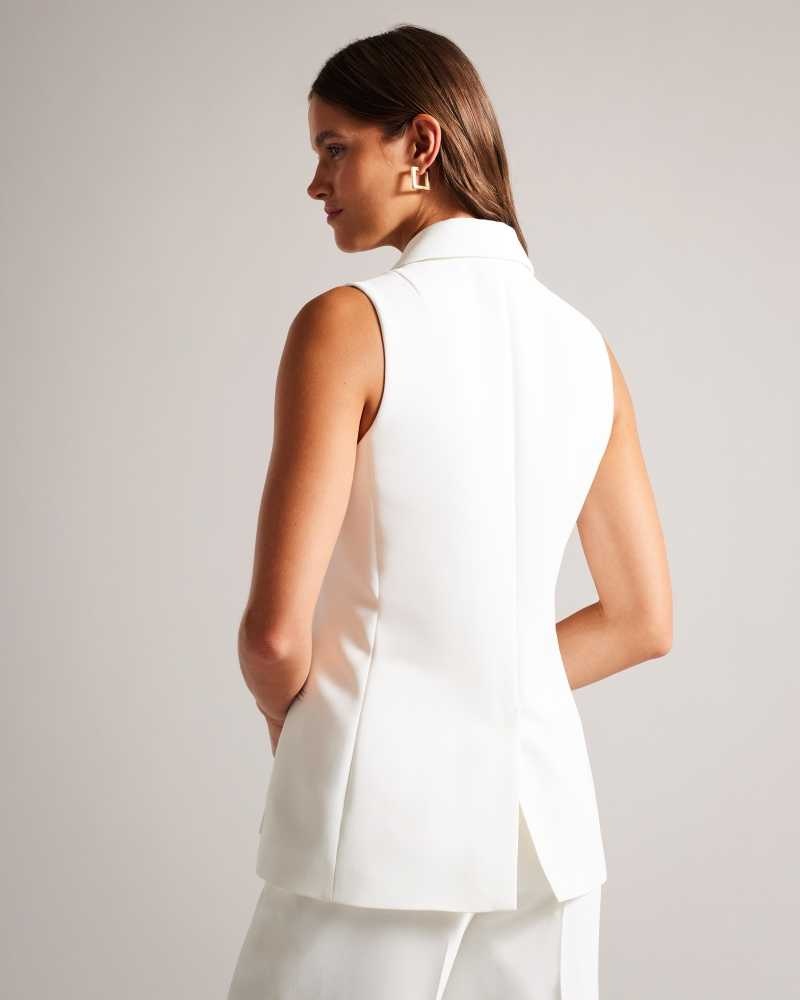 White Ted Baker Llaylaj Sleeveless Double Breasted Jacket | ZA0001156