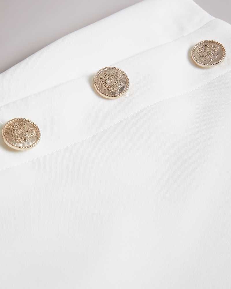 White Ted Baker Llaylas Twill Shorts With Embossed Buttons | ZA0001543