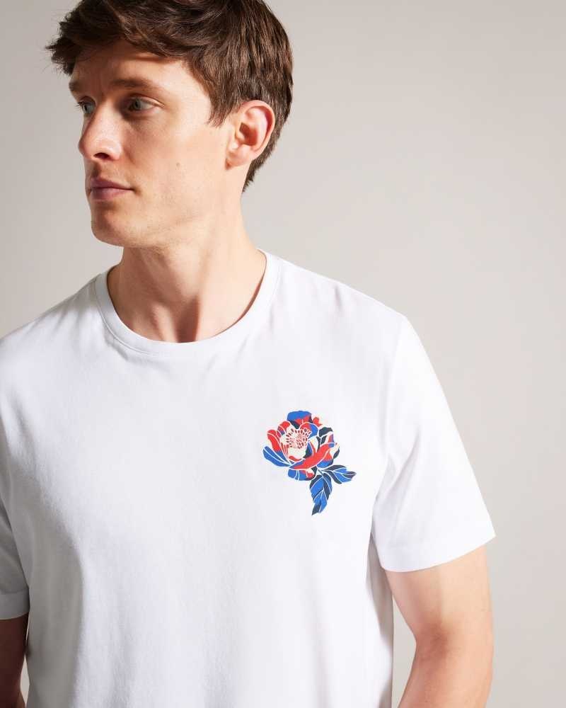 White Ted Baker Nation Short Sleeve Coronation T-Shirt | ZA0001277