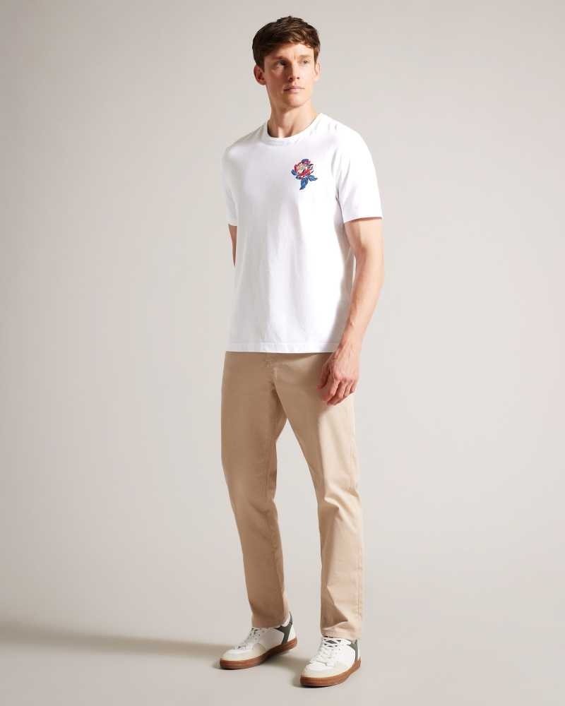 White Ted Baker Nation Short Sleeve Coronation T-Shirt | ZA0001277