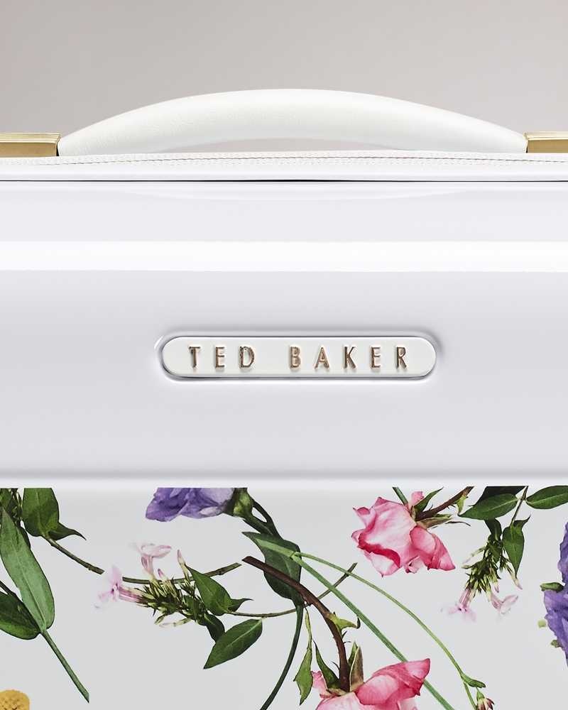 White Ted Baker Raiden Scattered Bouquet Medium Trolley Case | ZA0000417