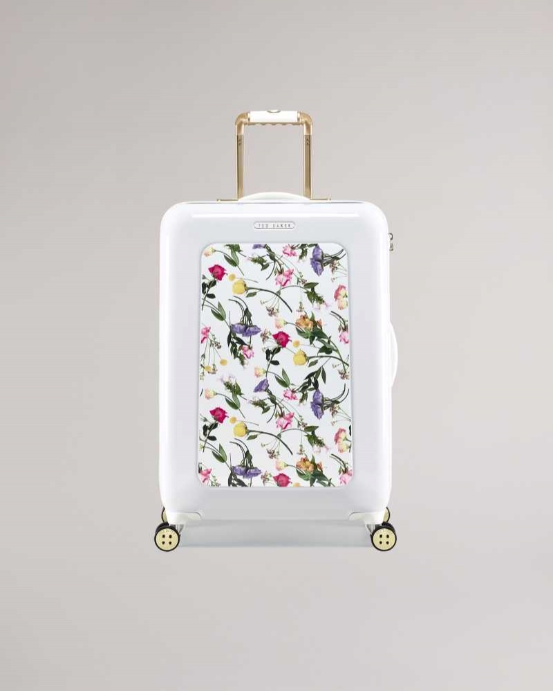 White Ted Baker Raiden Scattered Bouquet Medium Trolley Case | ZA0000417