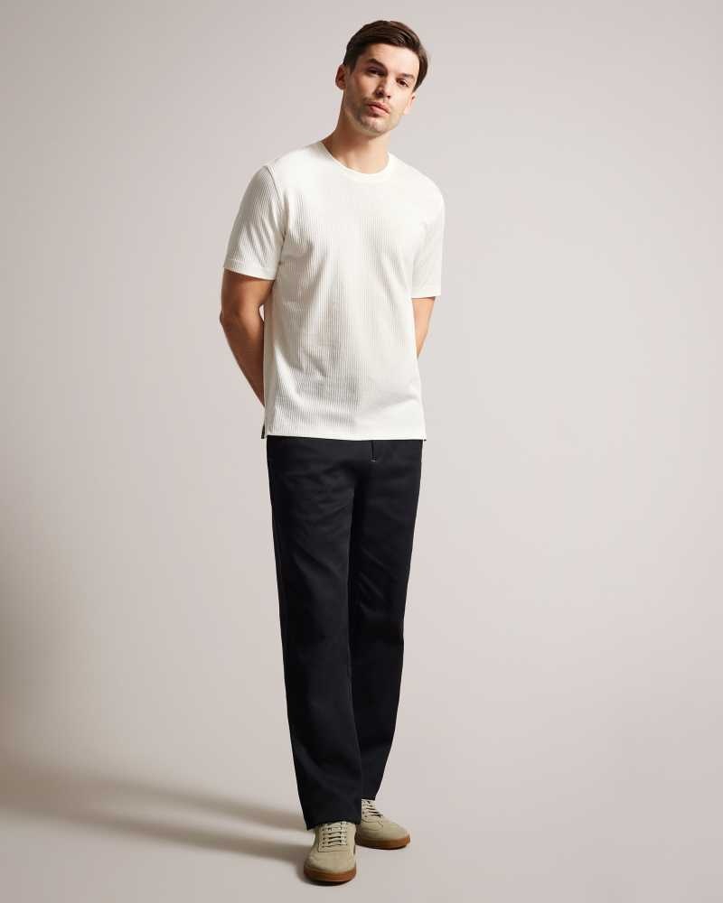 White Ted Baker Rakes Textured Regular Fit T-Shirt | ZA0001251