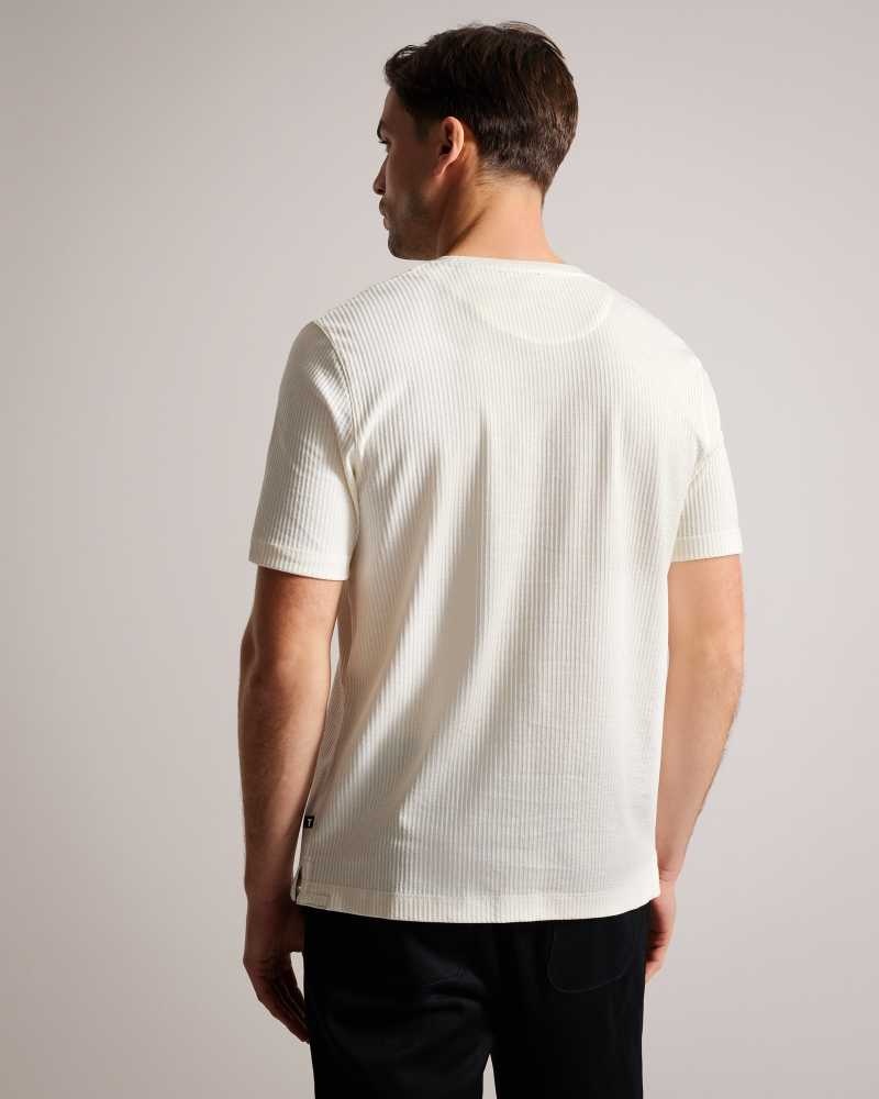 White Ted Baker Rakes Textured Regular Fit T-Shirt | ZA0001251