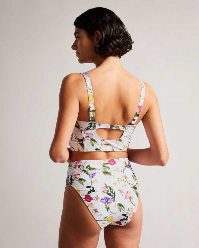 White Ted Baker Rosaby High Waisted Floral Bikini Bottoms | ZA0001223