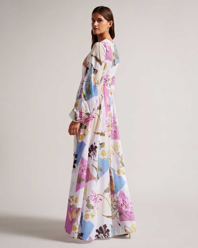 White Ted Baker Rozlyn Floaty Floral Maxi Cover Up | ZA0001210