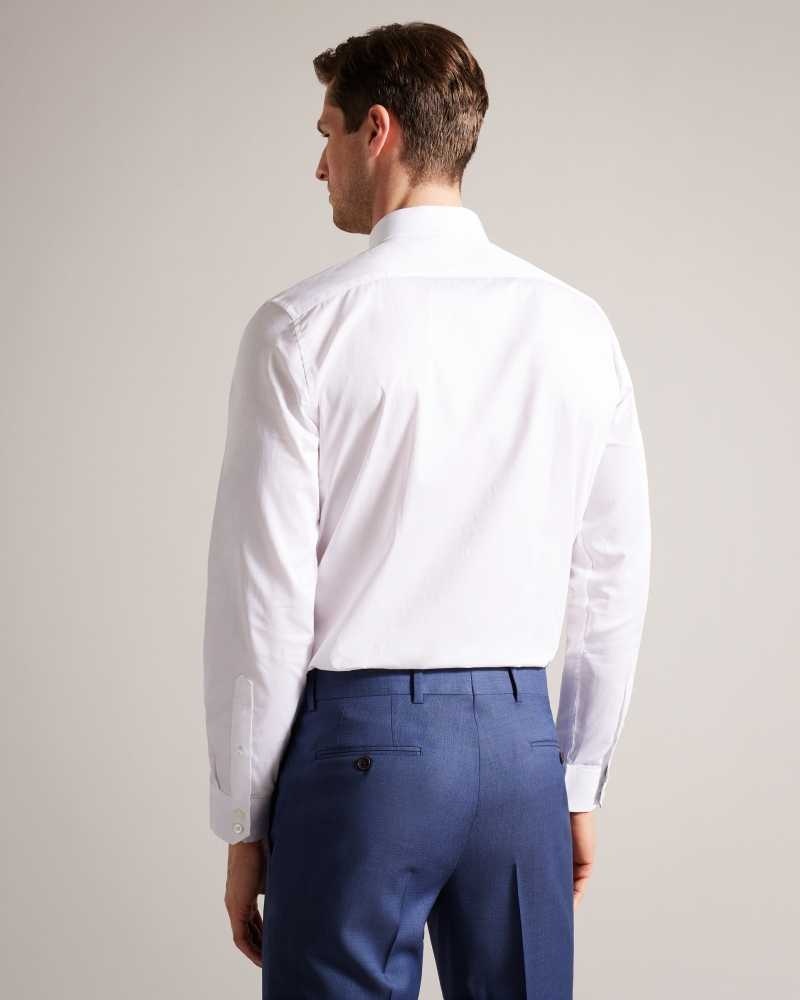 White Ted Baker Satels Long Sleeve Cotton Sateen Shirt | ZA0000984