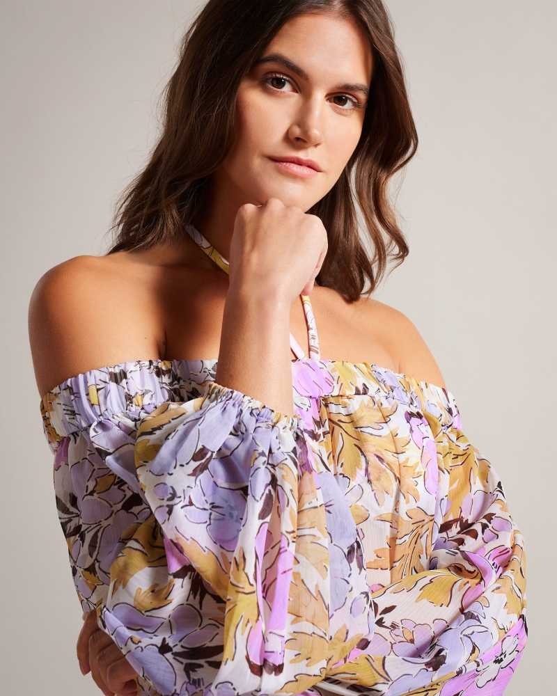 White Ted Baker Siyona Off The Shoulder Cover Up | ZA0001191