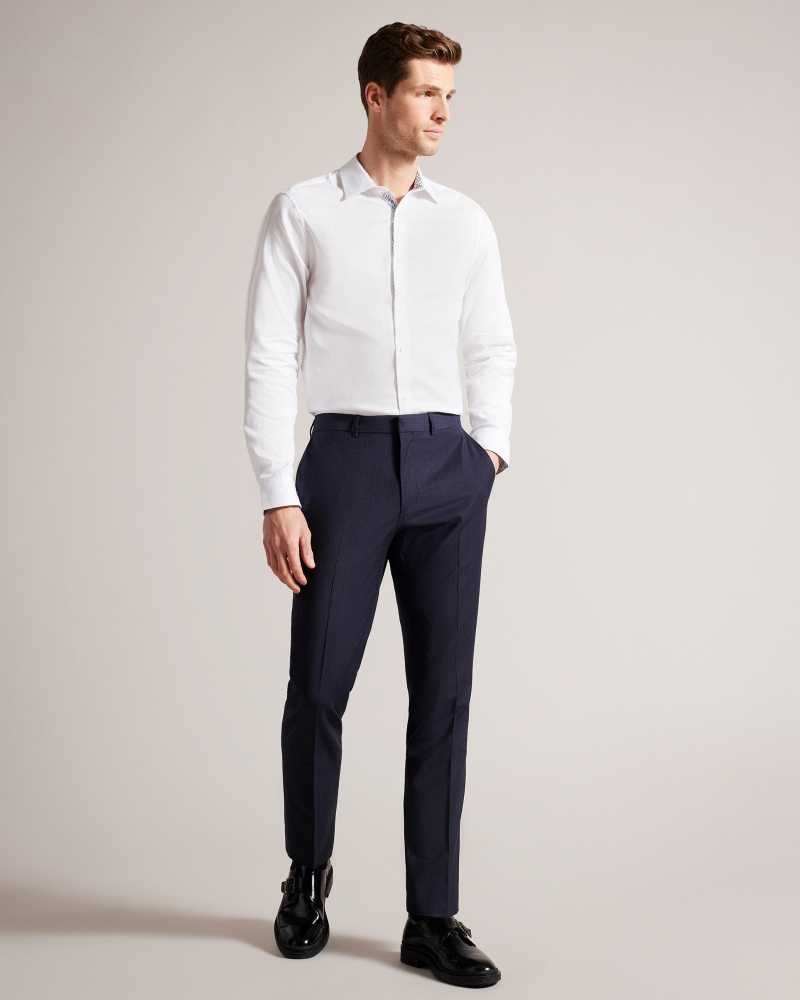 White Ted Baker Textls Textured Long Sleeve Cotton Shirt | ZA0000953