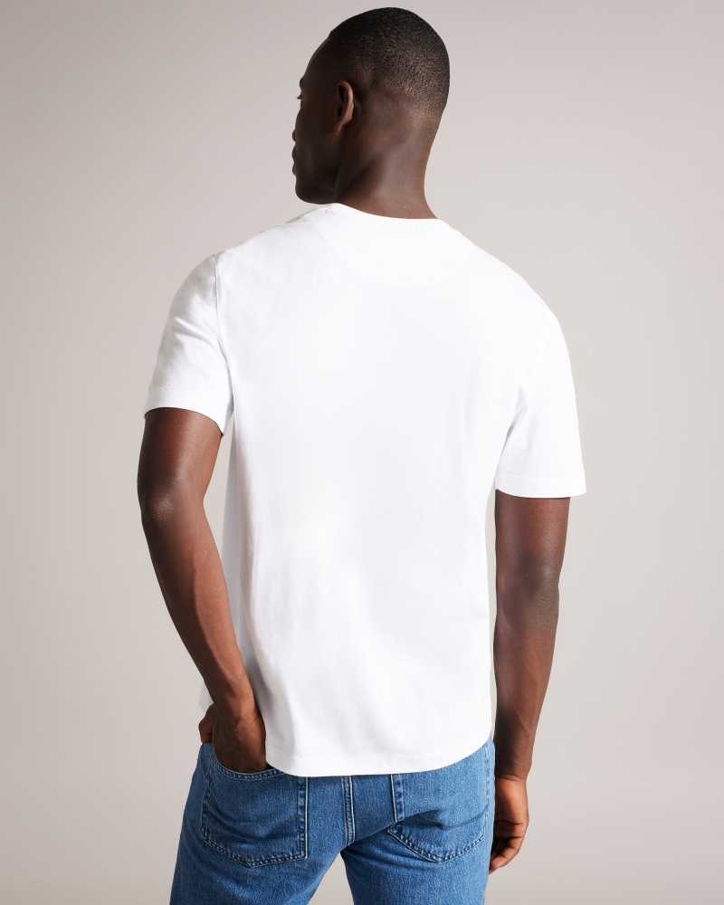 White Ted Baker Tywinn Short Sleeve Regular Fit Plain T-shirt | ZA0001262