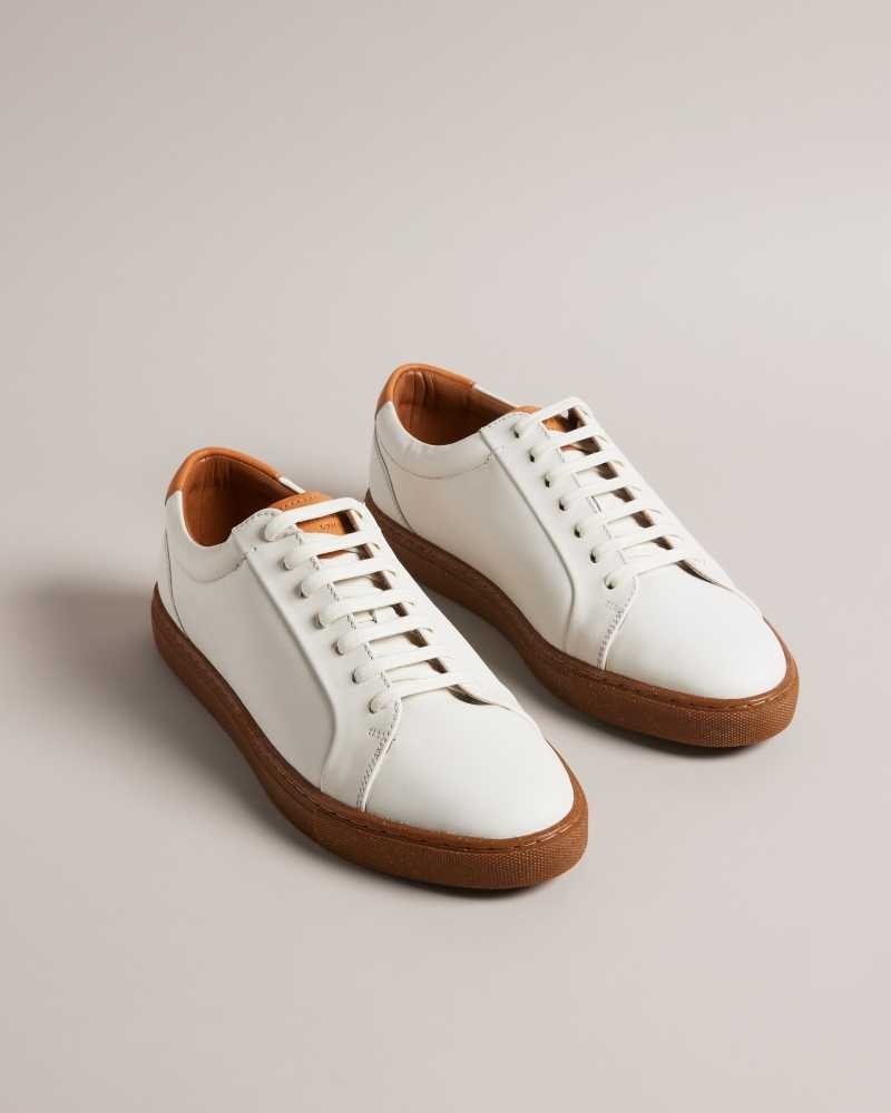 White Ted Baker Udamou Leather Sneakers | ZA0001714