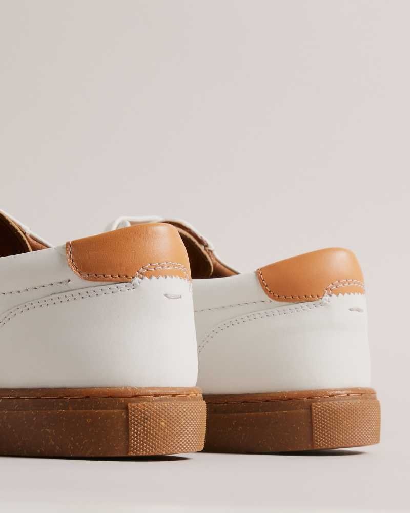 White Ted Baker Udamou Leather Sneakers | ZA0001714