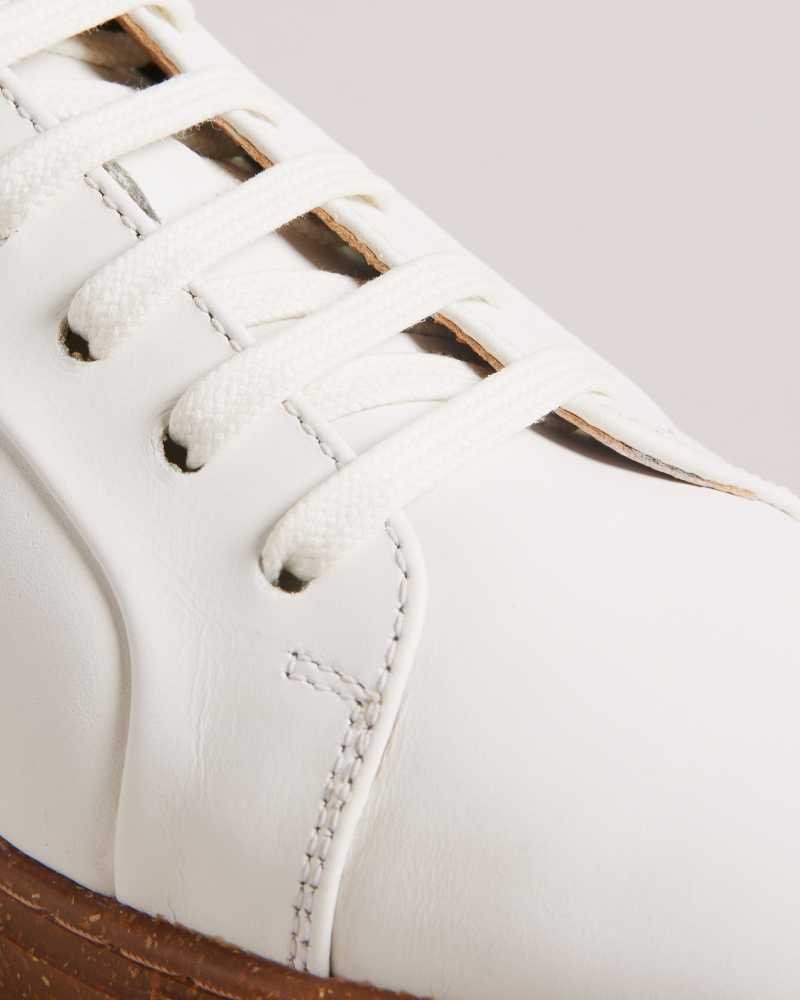 White Ted Baker Udamou Leather Sneakers | ZA0001714