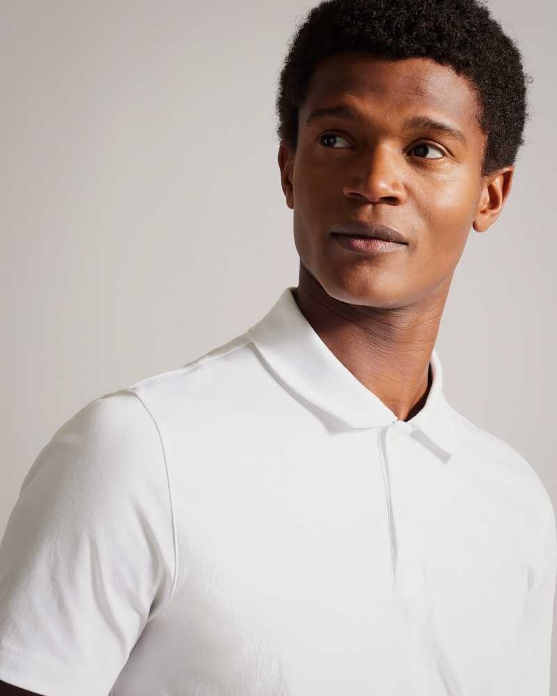 White Ted Baker Zeiter Short Sleeve Slim Fit Polo Shirt | ZA0000900